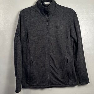 North Face Jacket Fleece Womens Medium Gray Full Zip Coat Outdoor Hike Camp